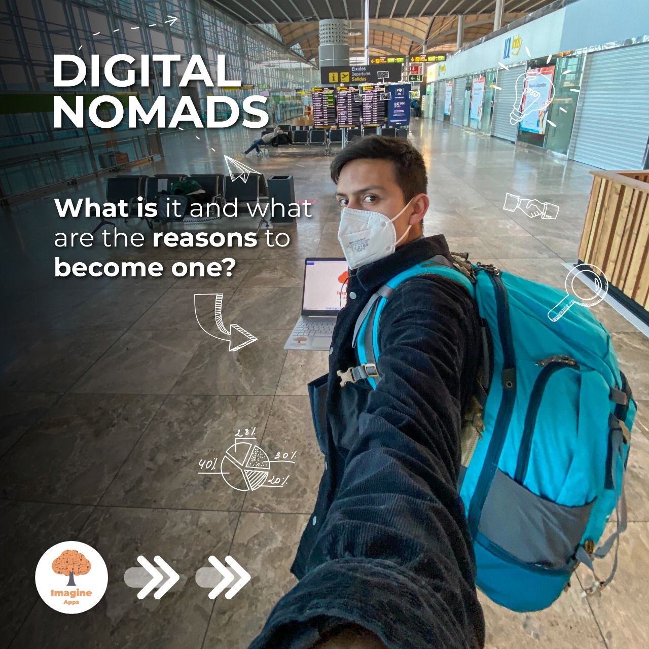 An image representing a digital nomad traveling.
